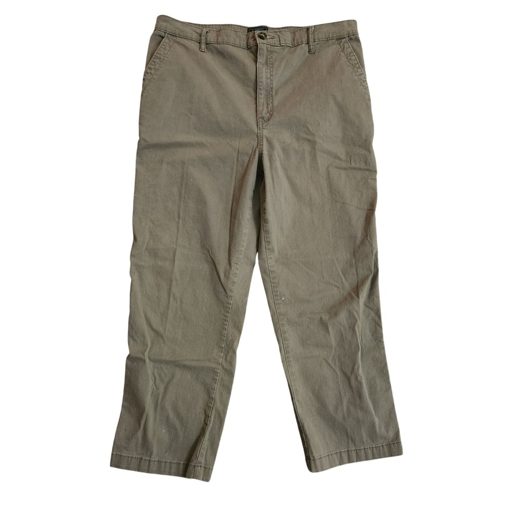 GH Bass & Co Womens Khaki Chino Pants Size 14 Elastic Waist Casual‎